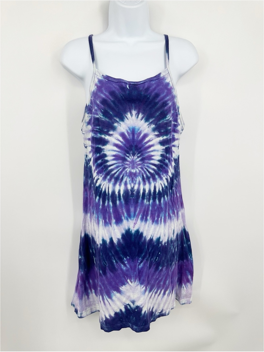 Vintage Y2K Tie Dye Mini Dress Size Medium Boho Hippie Fairycore